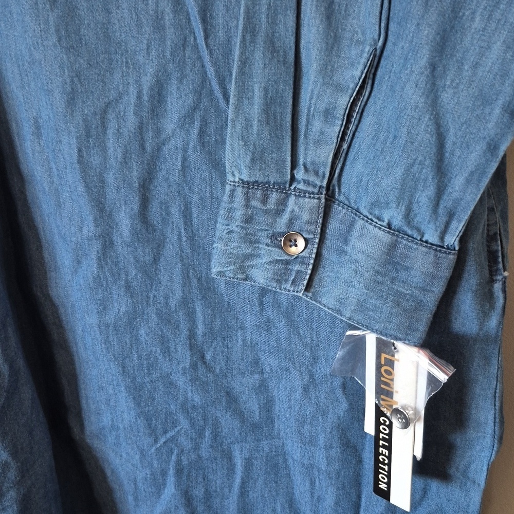 Lori M Collection Blue Chambray Denim Shirt Dress, Size S Casual Coastal Relaxed - Picture 7 of 12
